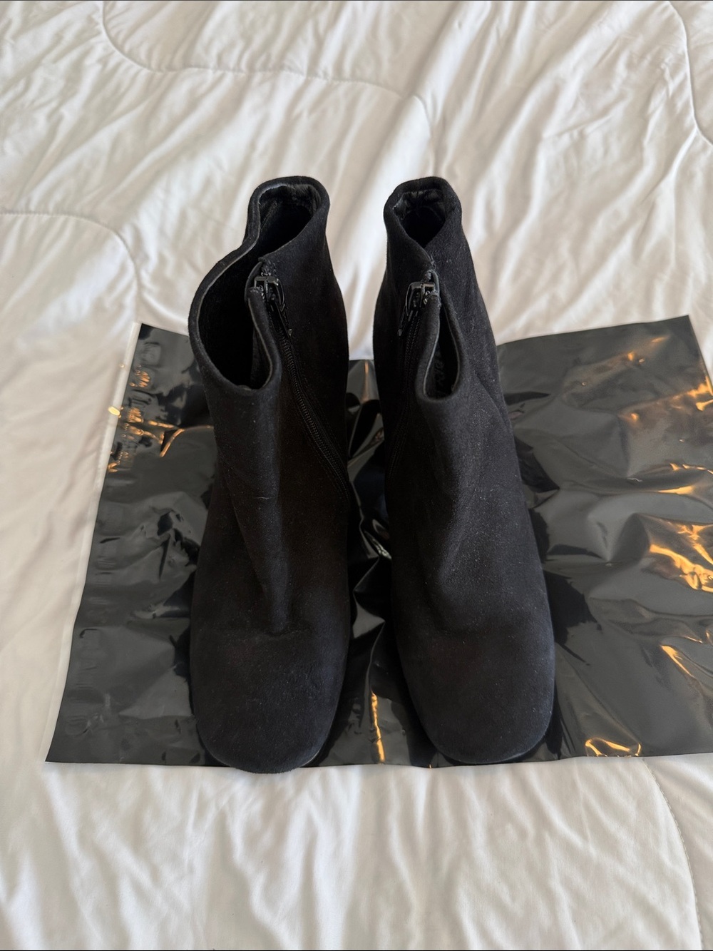 Free People Black Suede Ankle Booties with Side Zipper